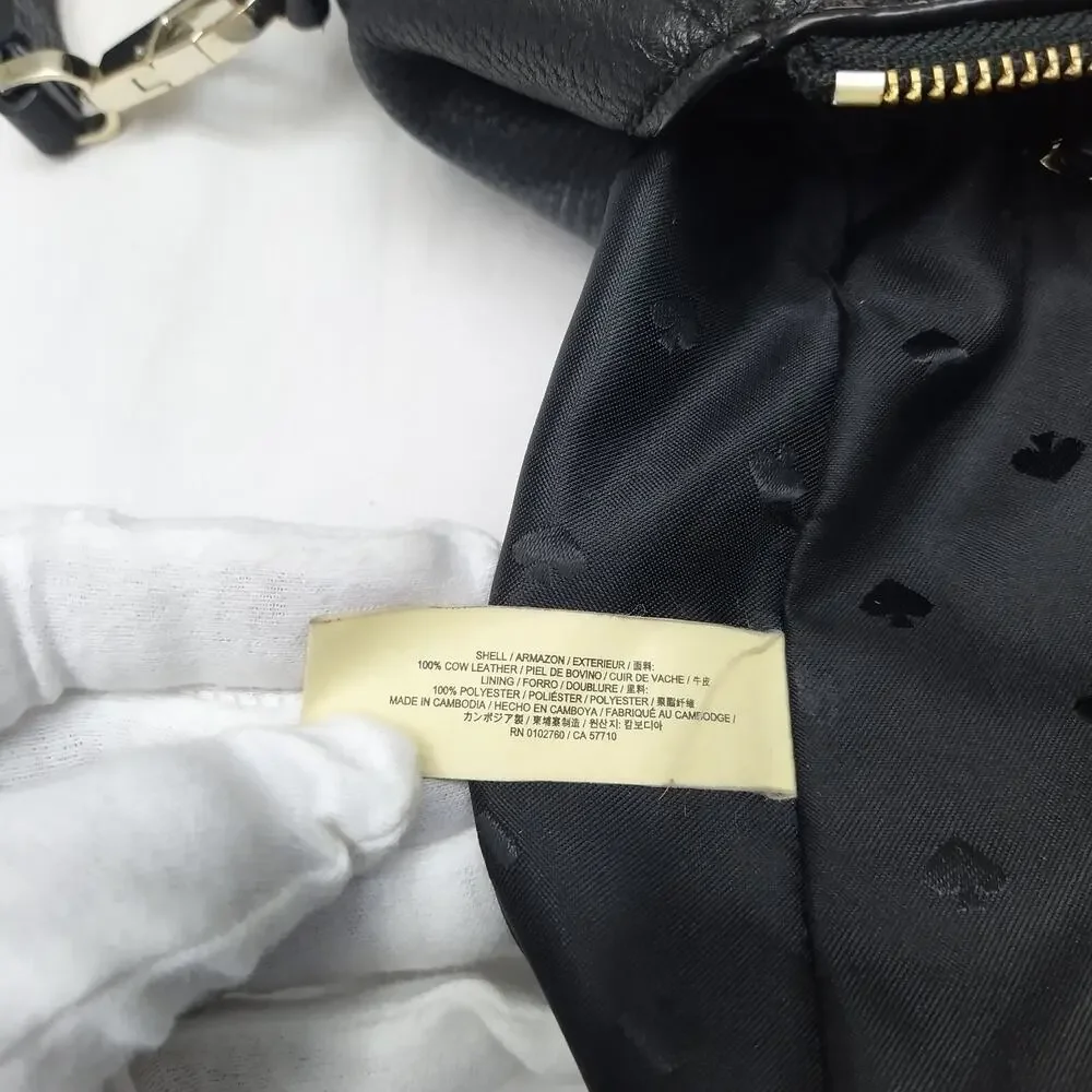 Kate Spade New York Black Leather Double Handles Zipper Satchel Shoulder Bag